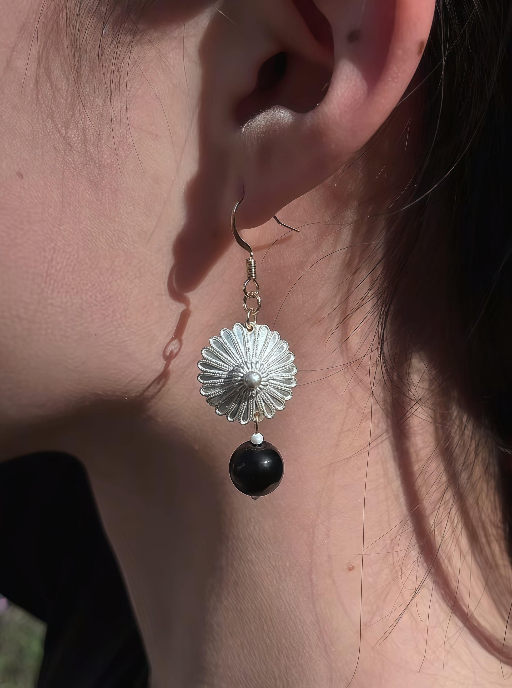 Black - Bead Earrings
