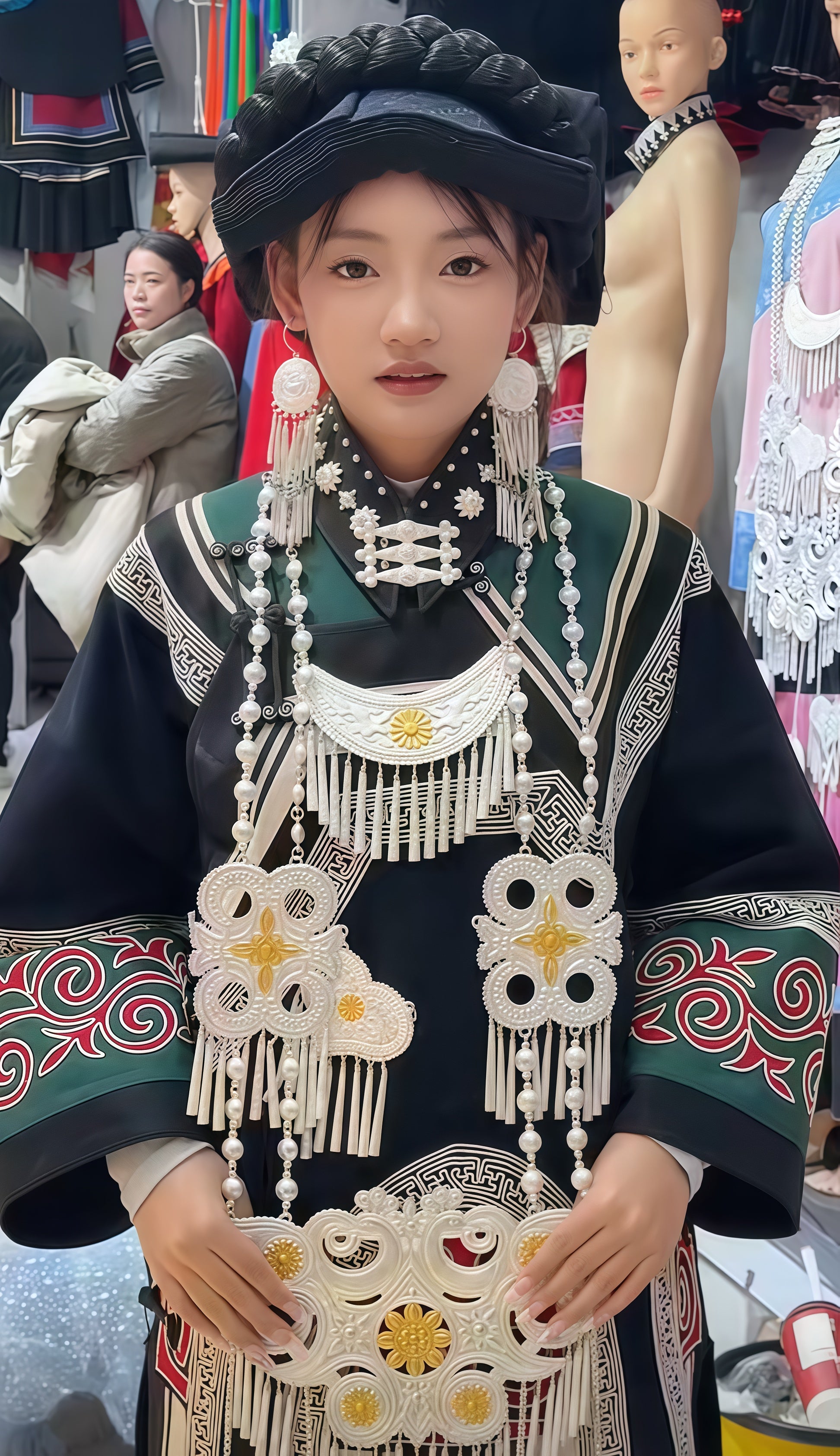 Yi ethnic - style pure silver earrings