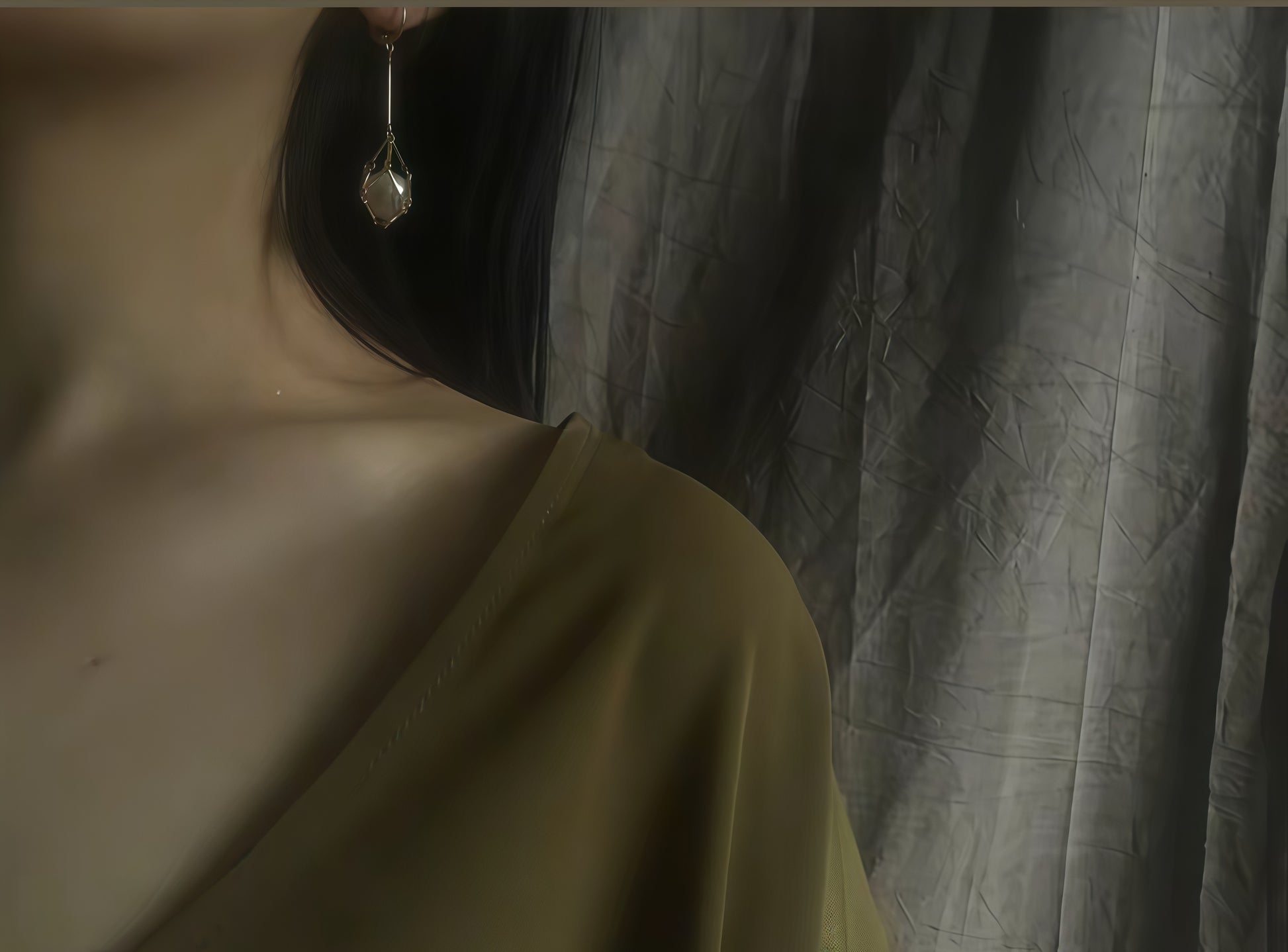 Handwoven Mesh Pearl Drop Earrings