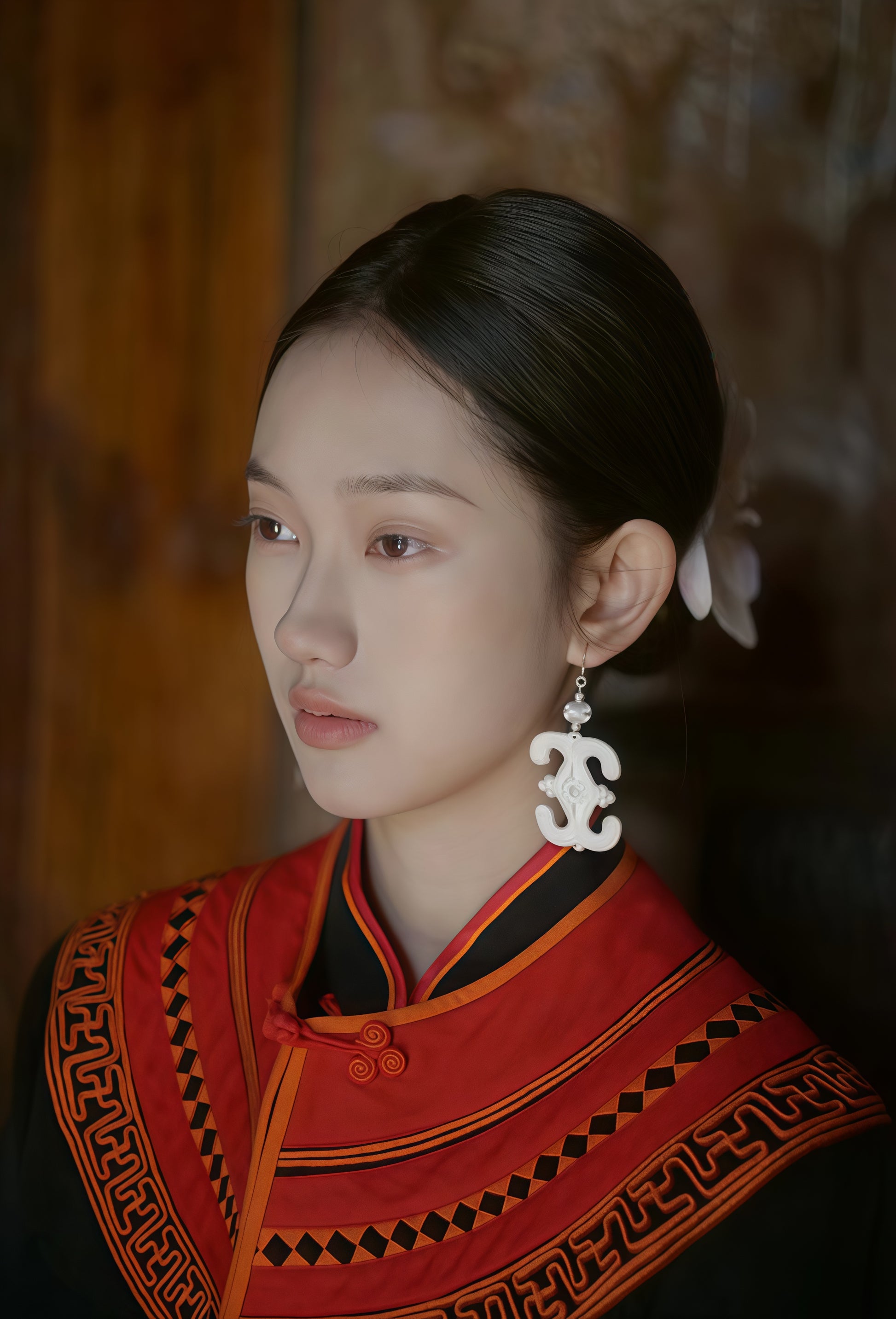 Silver earrings with traditional patterns